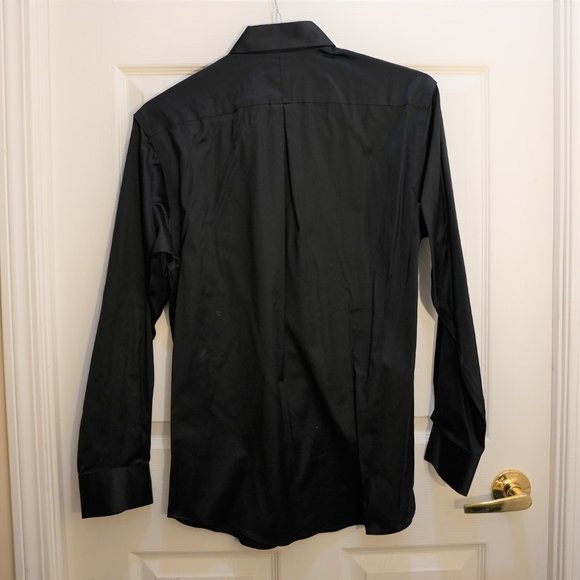 Murano Liquid Cotton XLA Slim-Fit Point-Collar Dress Shirt in Black Size 15 1/2 - Picture 3 of 4